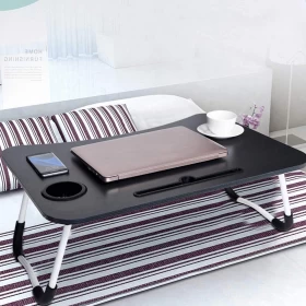 Foldable Laptop Desk for Bed with Cup Holder