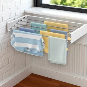 Wall mounted foldaway rail for drying clothes-100cm