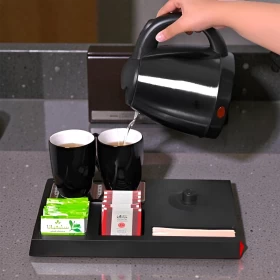 Saga Electric Hotel Kettle With Ceramic Cups Black 1.2L