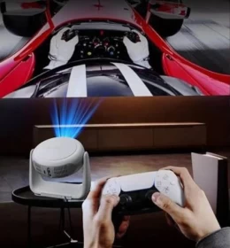 Smart WiFi & Bluetooth 4K Projector with Colorful LED Lamp