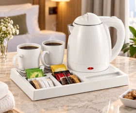 SAGA Electric Hotel Kettle With Ceramic Cups White 1.2L-White