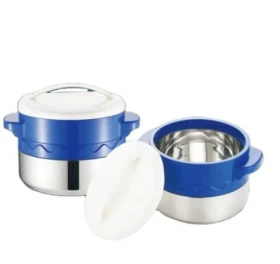 طقم قدور تسخين الطعام الحراري من الفولاذ المقاوم للصدأ - قطعتان مع الحفاظ على درجة الحرارة، سعة 8 لتر و12 لترًا