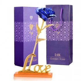 24k Gold Rose Flower Valentine's - Blue
